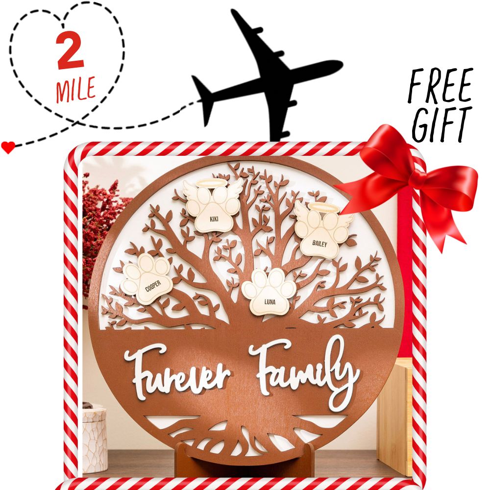 Image of Support Second Chance Santa Dog Rescue Flight and get this Gift of - Furever Family Tree- Customize Paws with All Your Dogs' Names- includes 10 Wooden Paws, 10 Angel Paws & DYI Stamp Kit