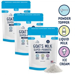 BUY 3 BAGS & SAVE Goat’s Milk 3-In-1 Dog Food Topper Boost- Ice Cream – Liquid Milk with Probiotics