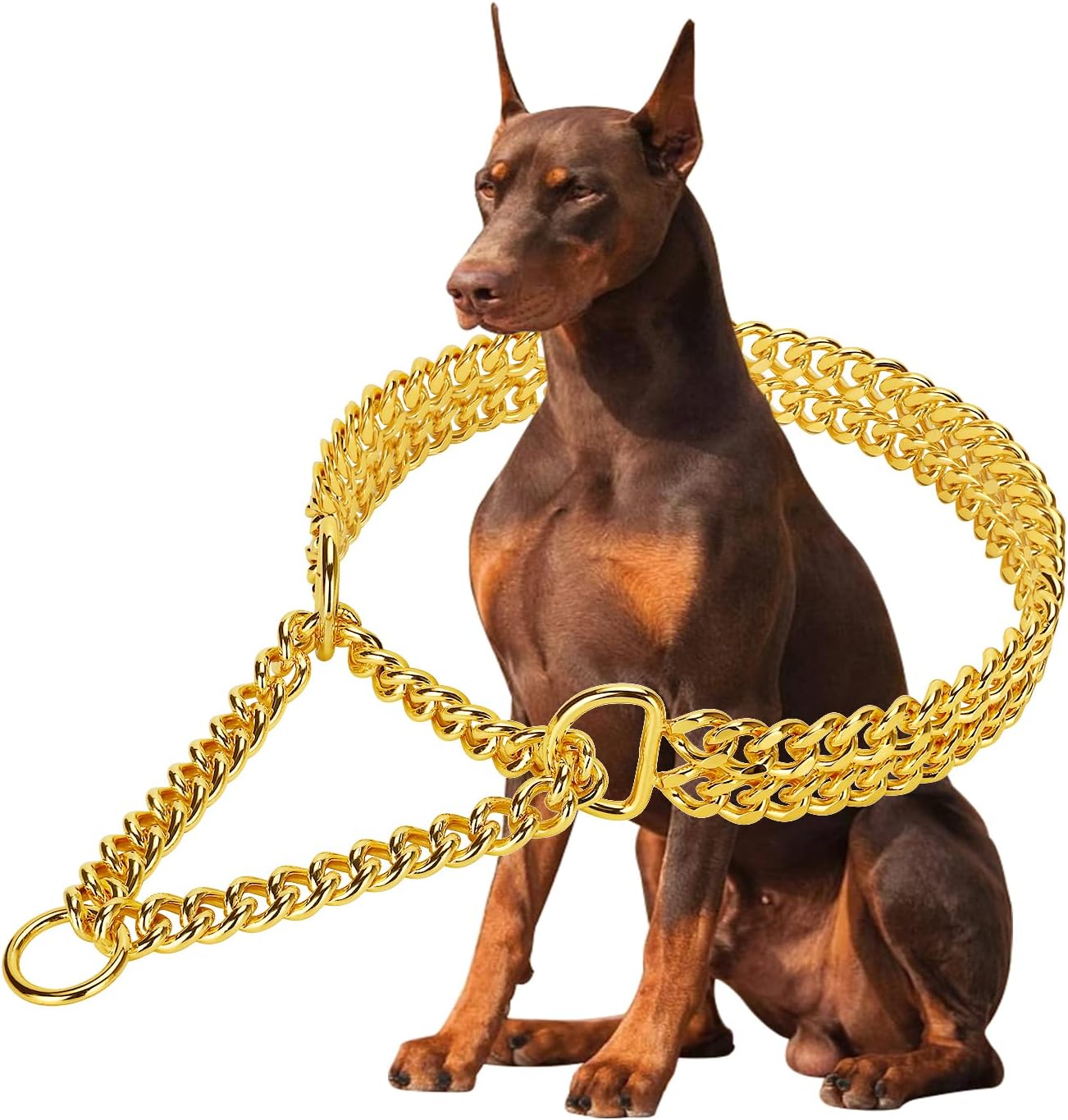 KINGOLDOGS Gold Dog Chain Collar Stainless Steel 18K Gold