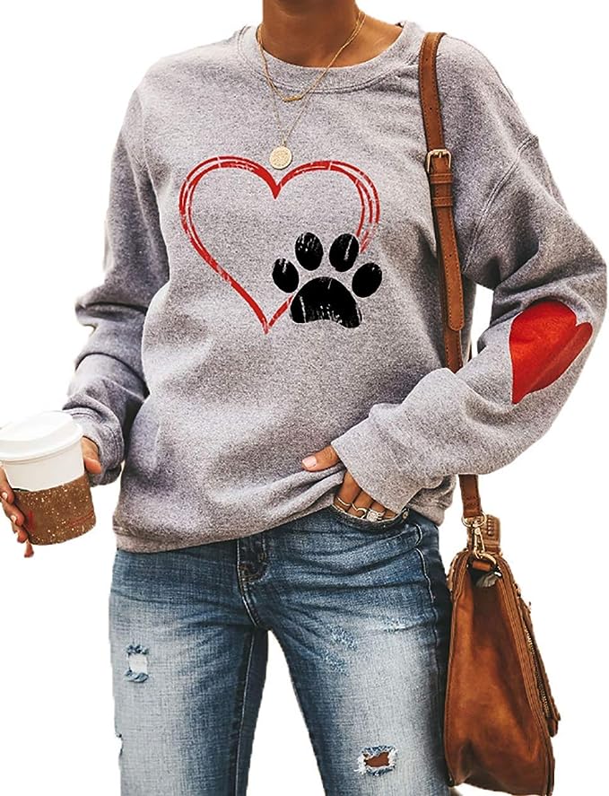 ATACT Love Heart Dog Paw Print Sweatshirt