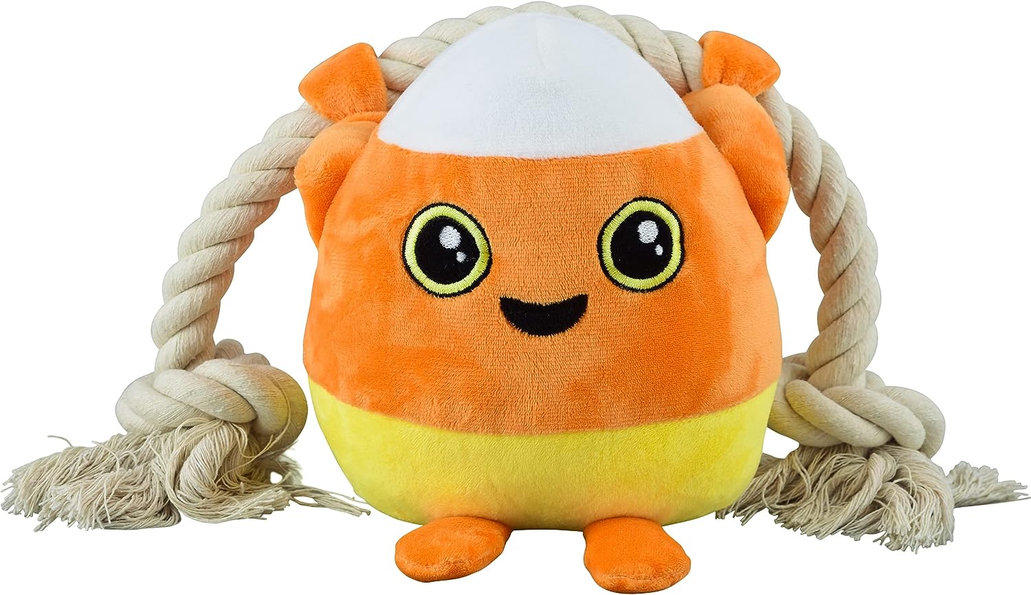 Native Pup Dog Toy with Rope and Squeaker Candy Corn