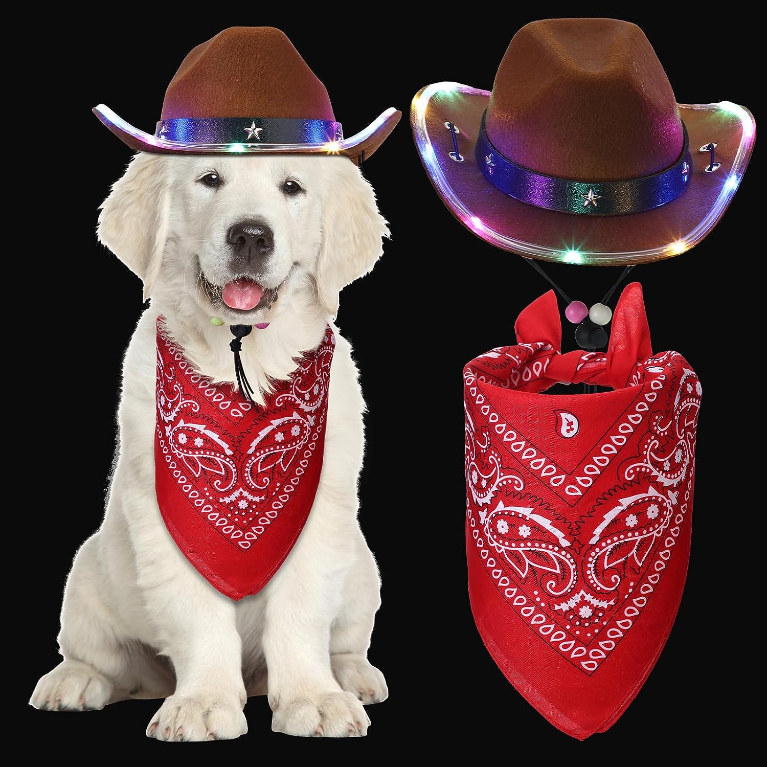 Xtinmee Dog Cowboy Hat and Bandana Scarf