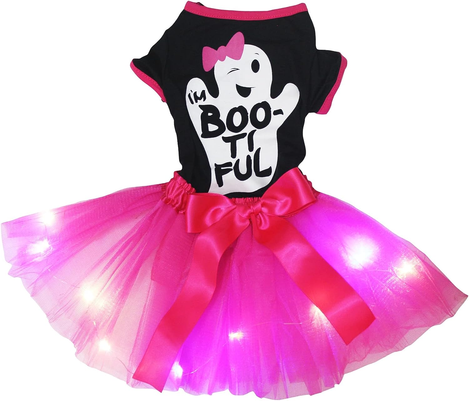 Petitebella Halloween Theme LED Dog Dress (Ghost)