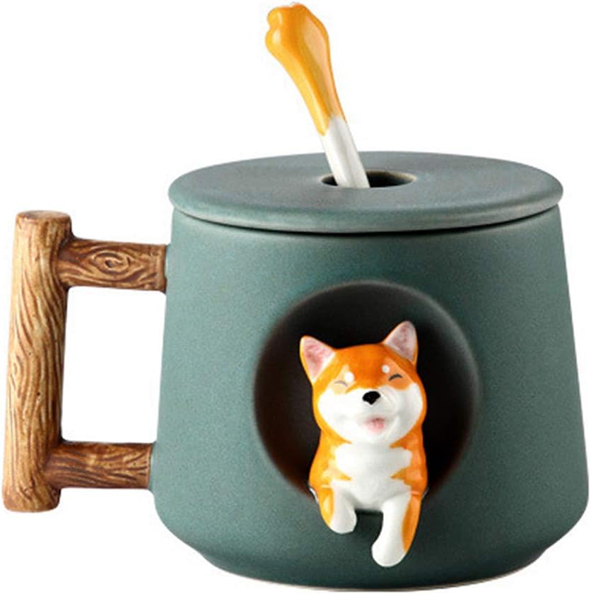MISS TUTU 3D Ceramic Cartoon Shiba Dog Coffee Mug