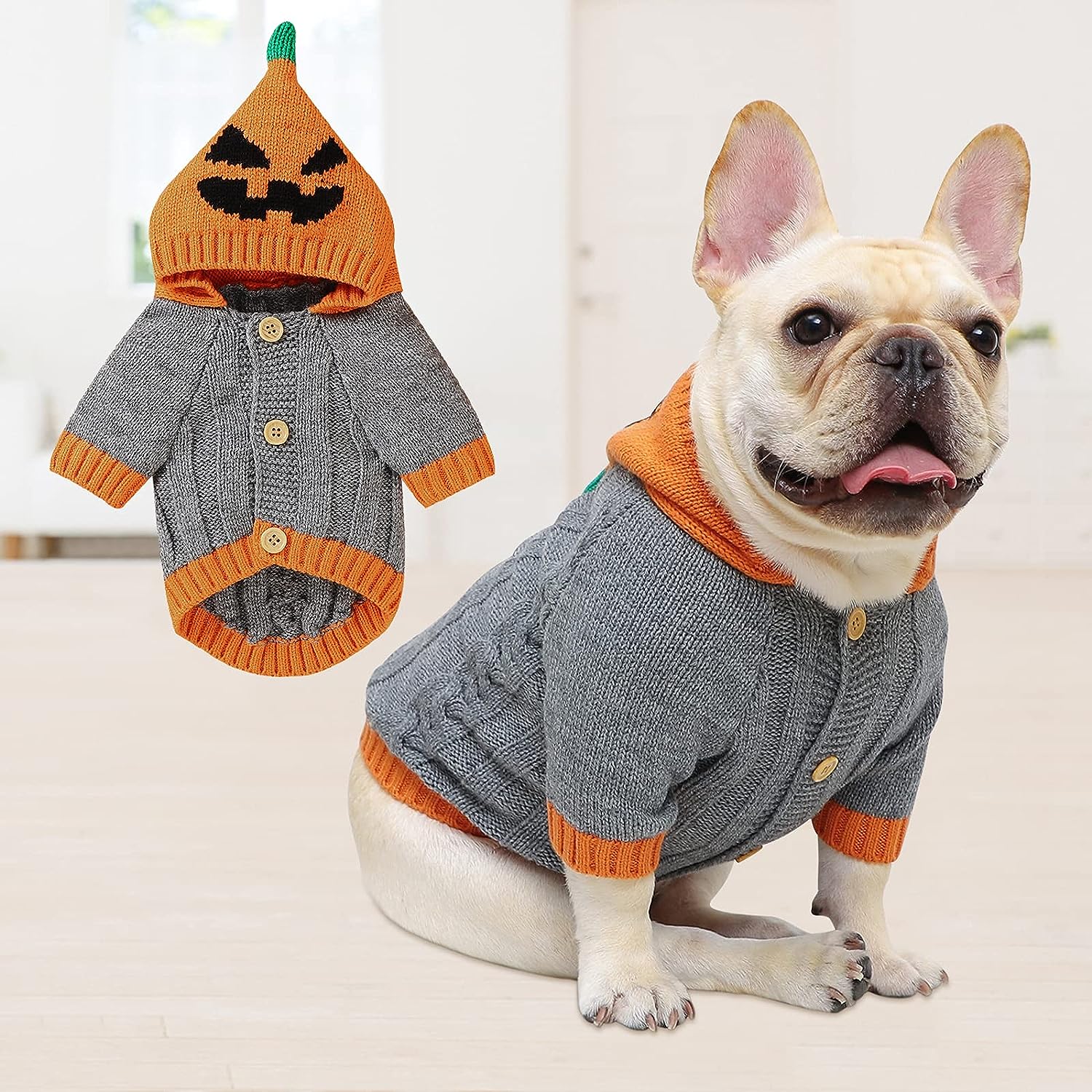 Untyo Dog Sweater Halloween Pet Sweater Pumpkin