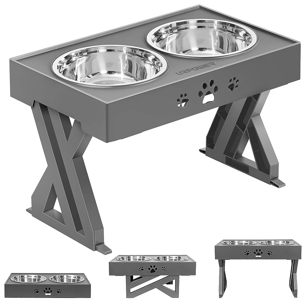 Elevated Dog Bowl Stand With 2 Stainless Steel Dog Food Bowls, Heights  Adjustable Raised Dog Feeder Bowls For Indoor Dogs