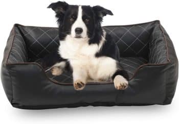 Long Rich Luxury All Sides Faux leather Rectangle Pet Bed