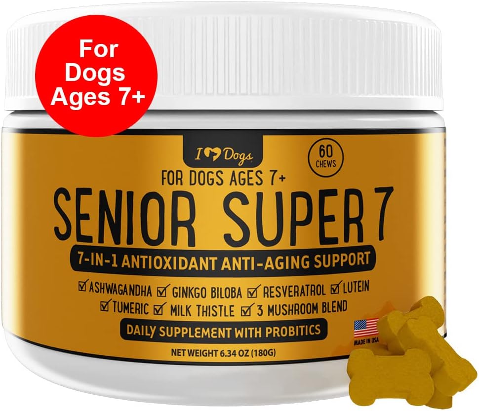 iHeartDogs Senior Super 7 Daily Dog Multivitamin: 7-in-1 Vitamin for Dogs