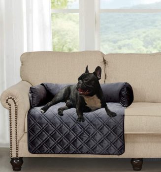 Brilliant Sunshine Grey Velvet Dog Sofa Slipcover