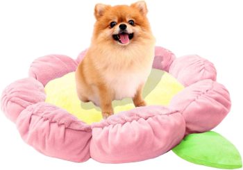 TONBO Soft Plush Small Cute and Cozy Pastel Pink Flower Dog
