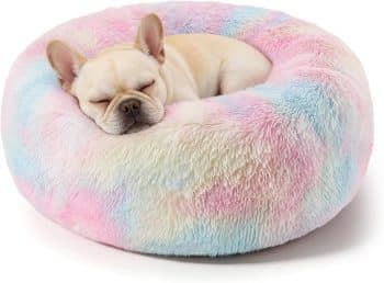 Small Dog Calming Beds Donut Washable Round Puppy Cat Bed Anxiety Dog Bed