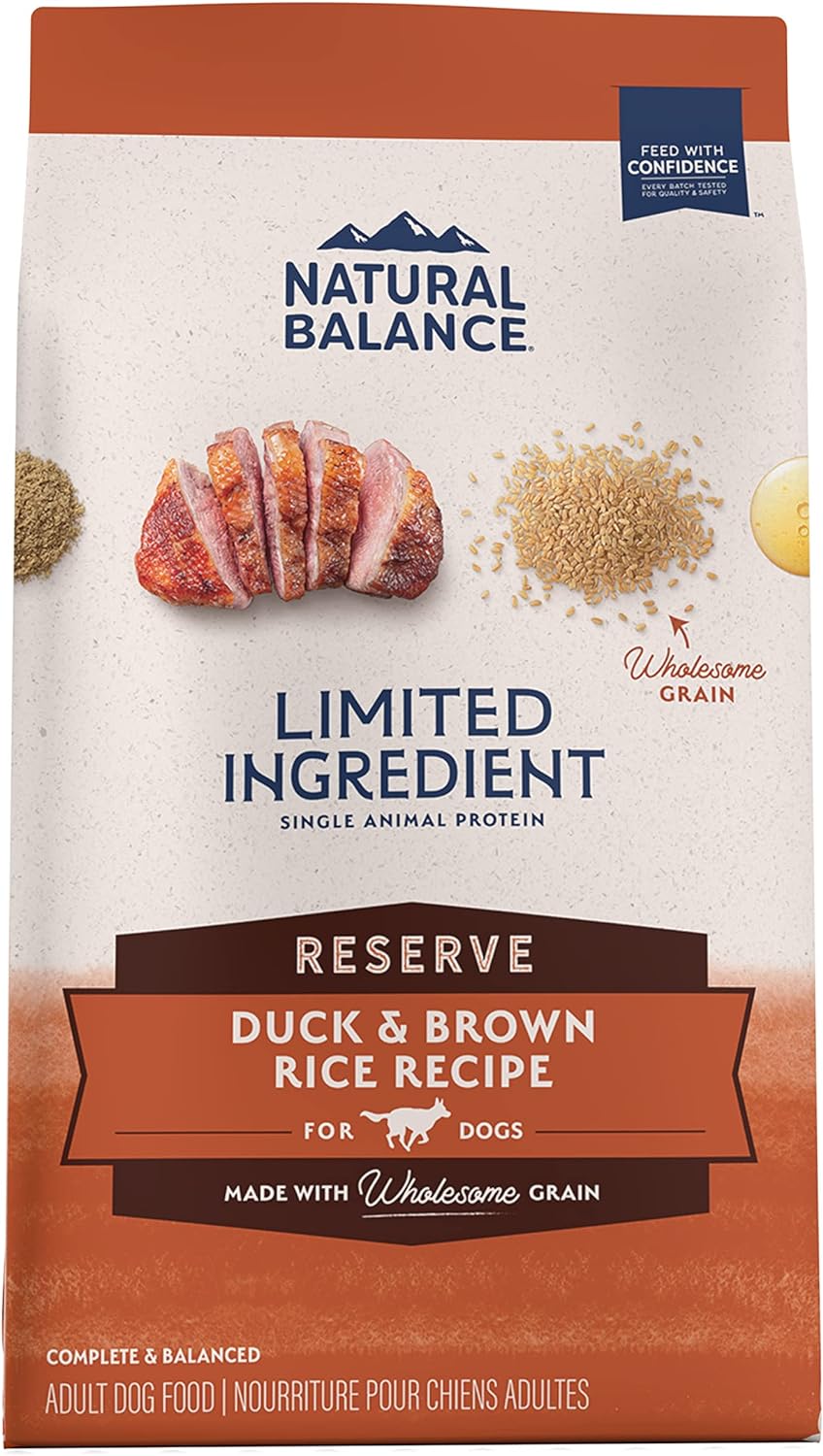 Natural Balance Limited Ingredient Adult Dry Dog Food with Healthy Grains, Reserve Duck & Brown Rice Recipe