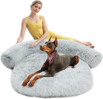 Auvce Fluffy Calming Large Dog Bed