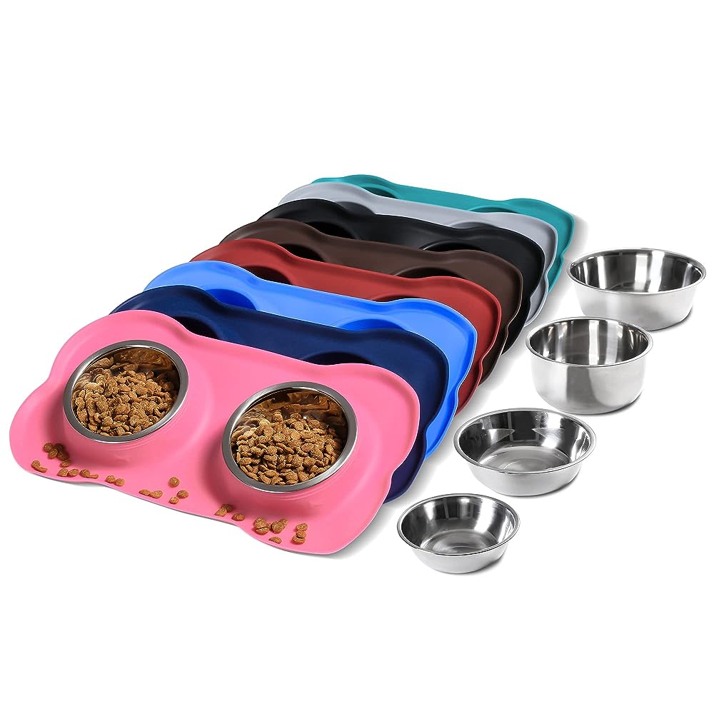 Dog Bowls with Mat, Cat Food Water Bowl Set in No Spill Silicone Mat, Dual Pet  Feeder Bowl for Puppy, Cats, Small Medium Dogs - China Dog Bowls and Cat  Food Water