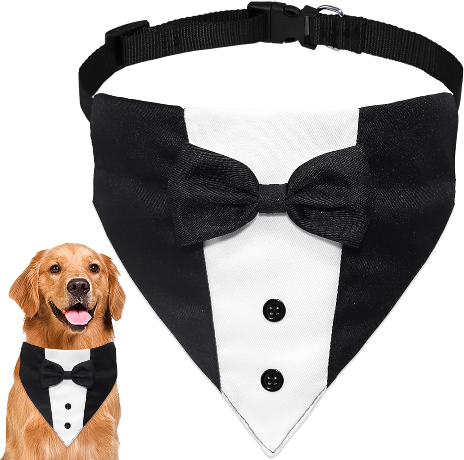 GOYOSWA Dog Tuxedo Dog Suit Dog Wedding Bandana Collar with Bow Tie 