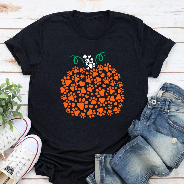 Happy Howl-O-Ween Paw Pumpkin Standard Tee Black