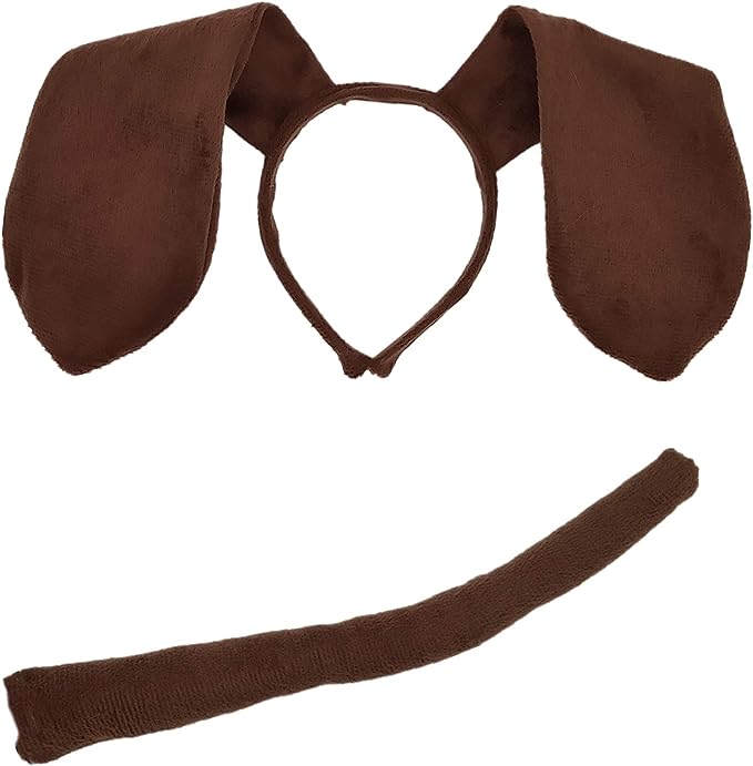 Feacole Animal Dog Long Ears Headband and Tail - Puppy Pooch Costume