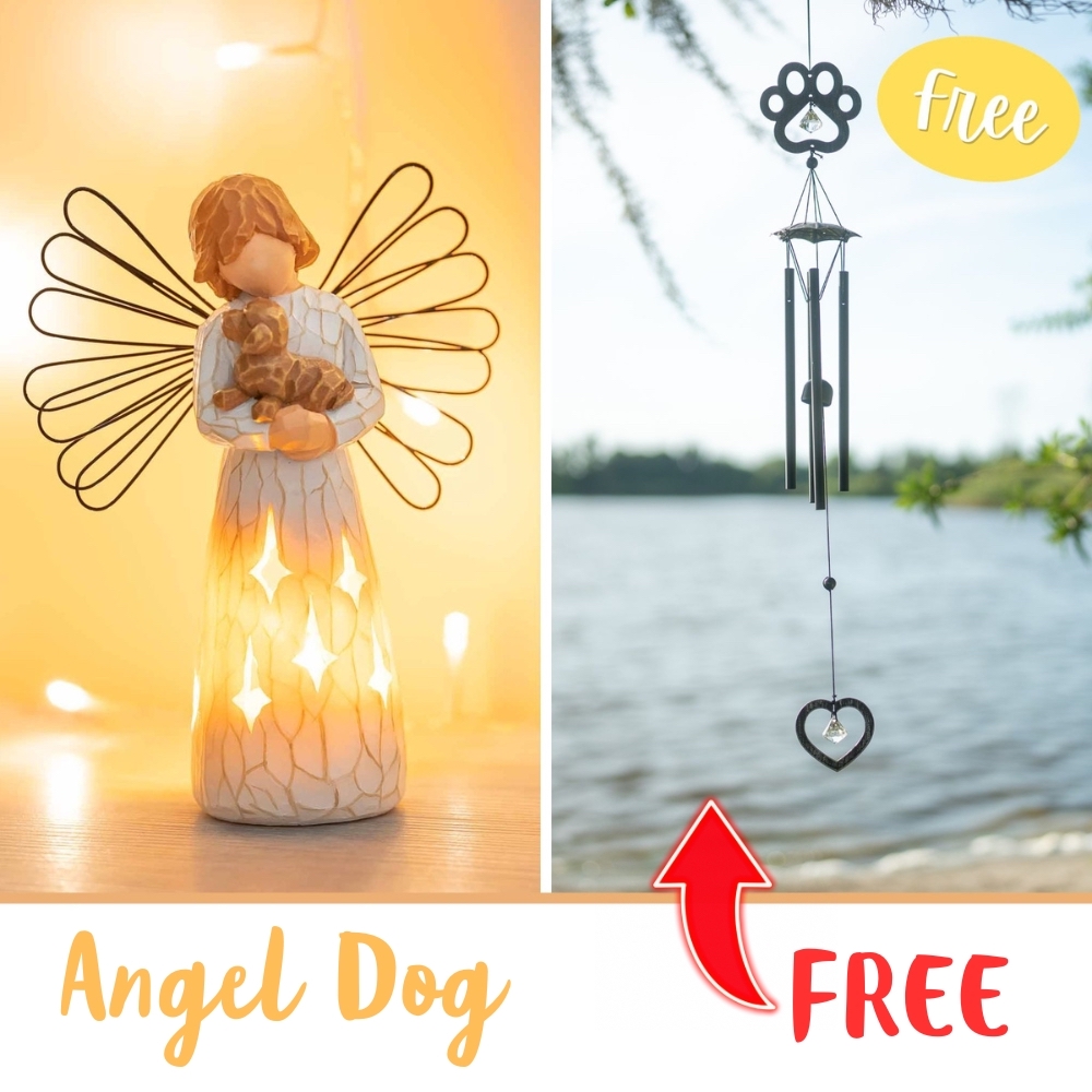 Image of FREE Memorial Chime with Purchase of My Guardian Angel Memorial Dog Figurine with Flameless Candle