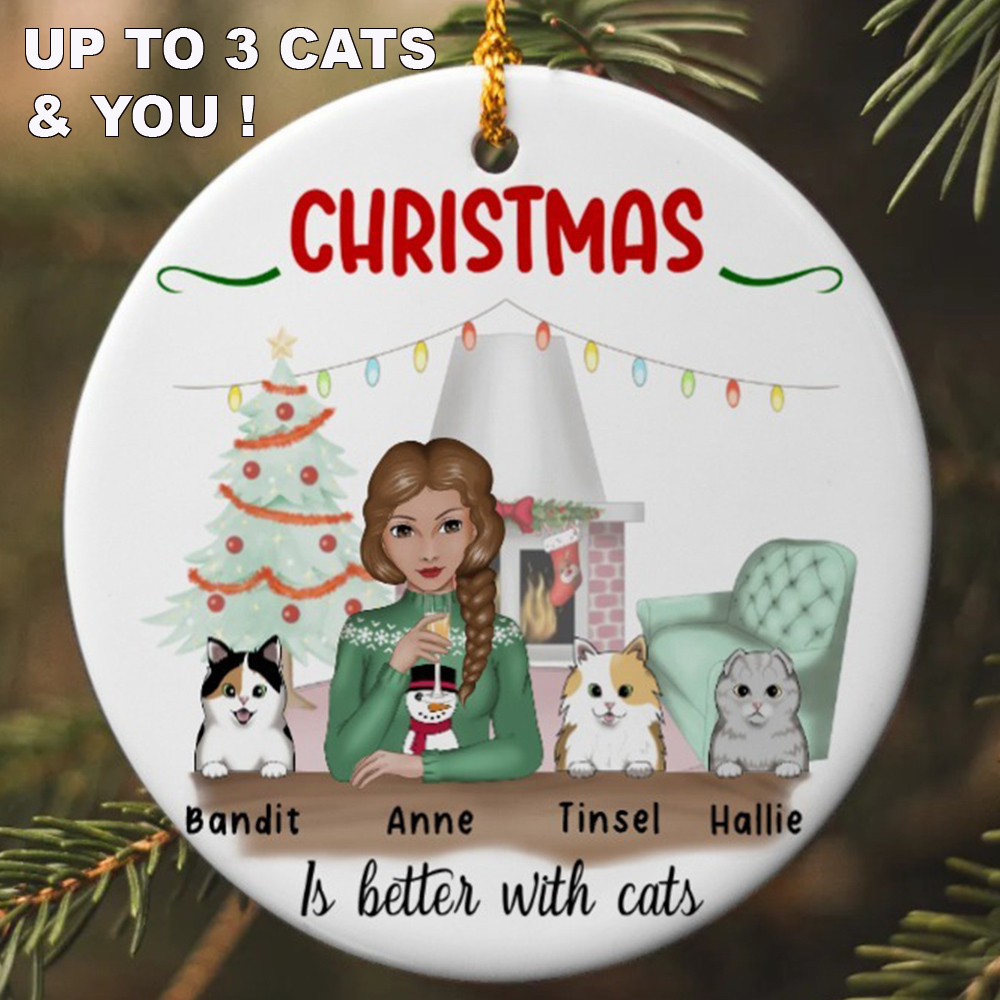 Limited Time Offer 50% Off! -Christmas Is Better With My Cats Personalized Ornament