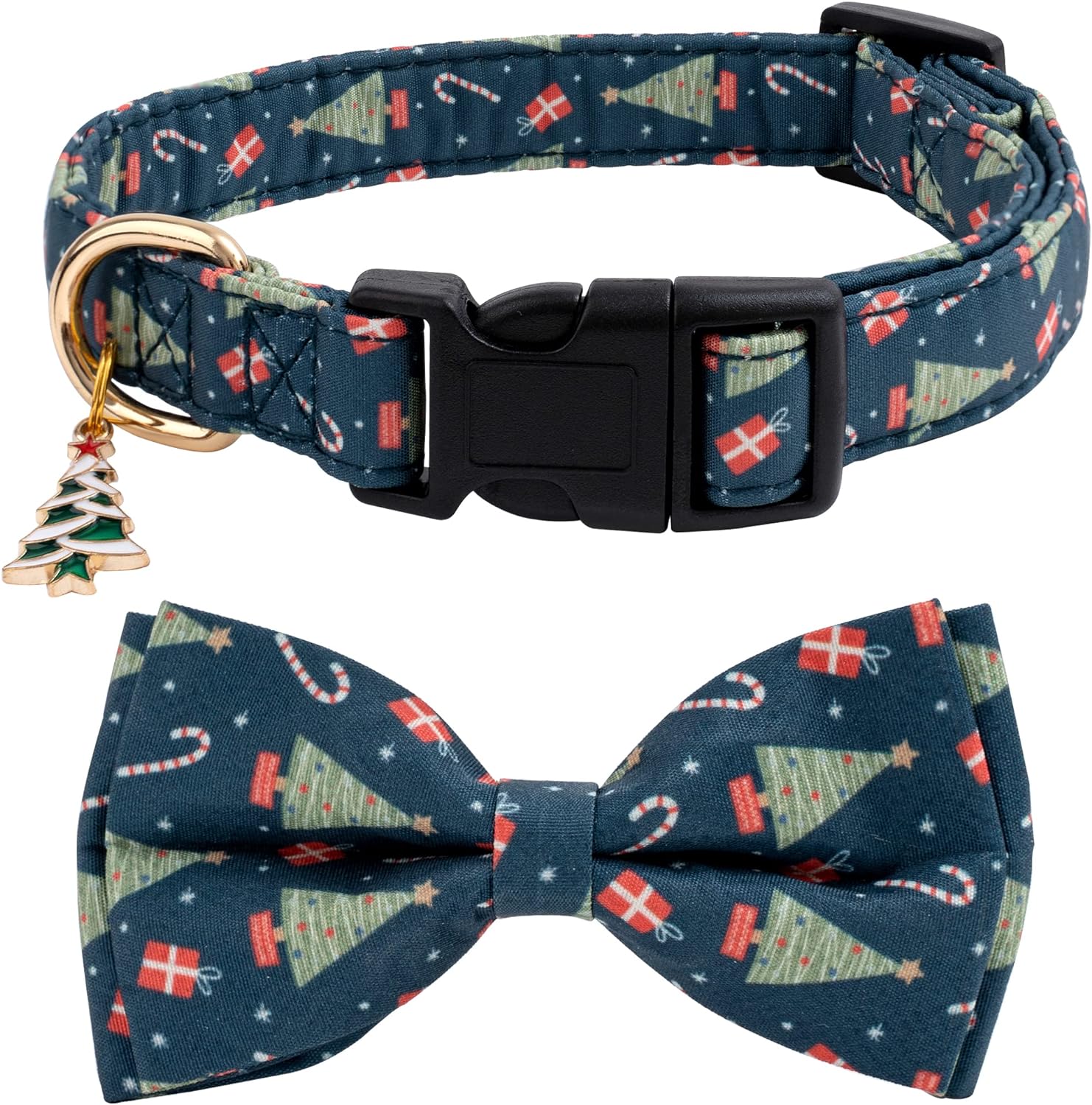 Faygarsle Cotton Christmas Dog Collar with Bow Tie