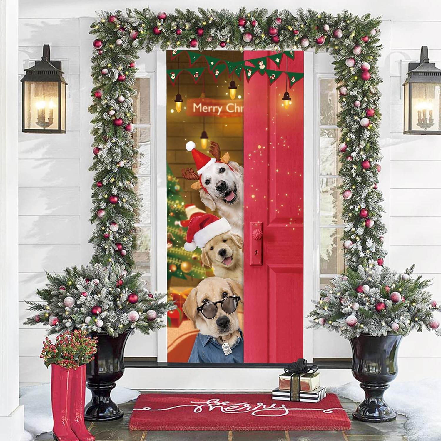 Kirynurd Merry Christmas Dog Door Cover