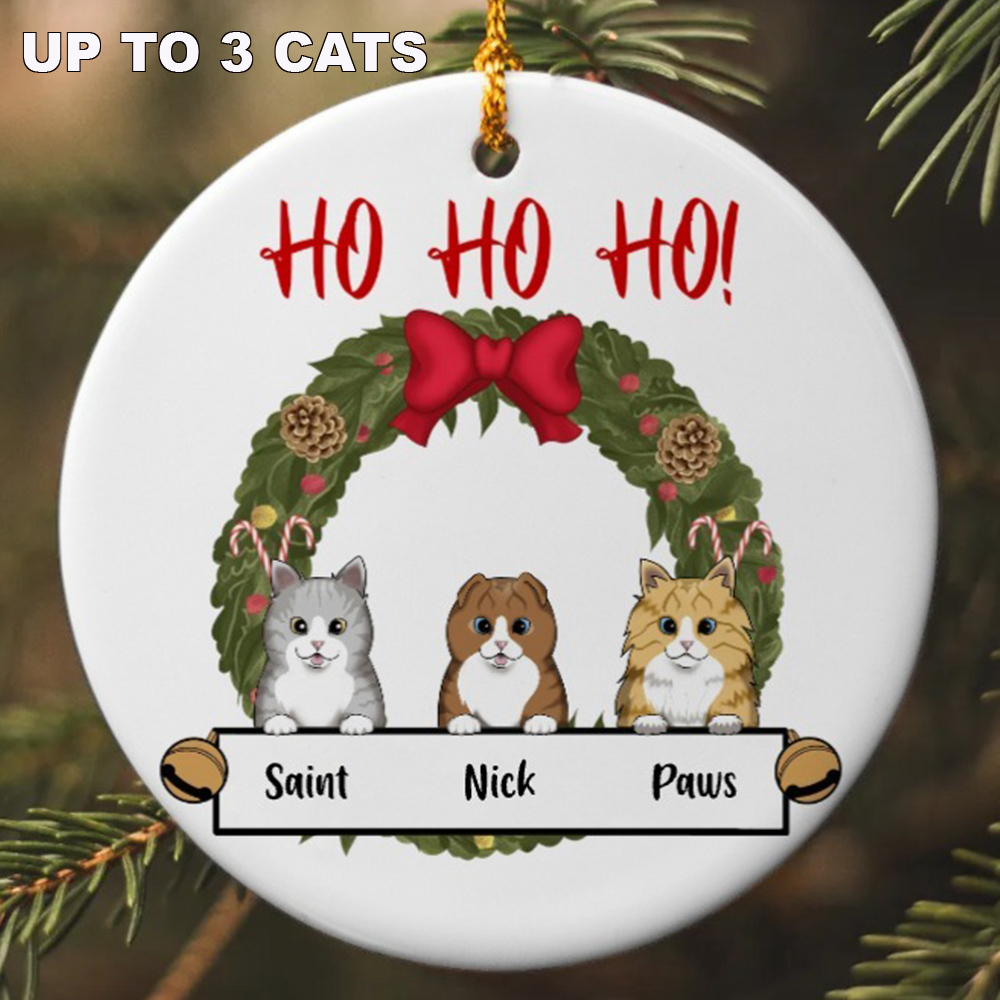 Limited Time Offer 50% Off! - HO HO HO! Kitty Personalized Ornament