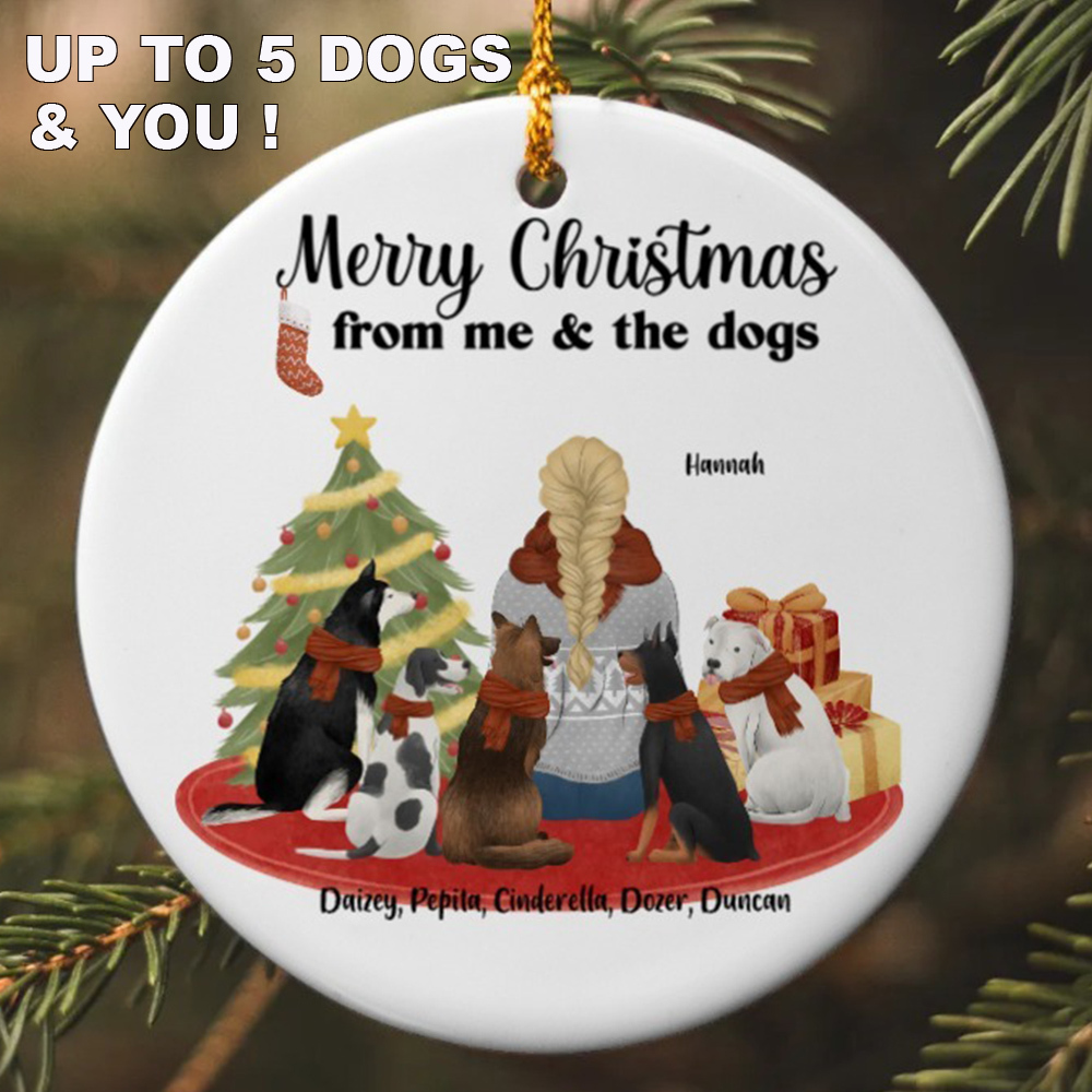 Limited Time Offer 50% Off! - Merry Christmas From Me & The Dogs Personalized Ornament