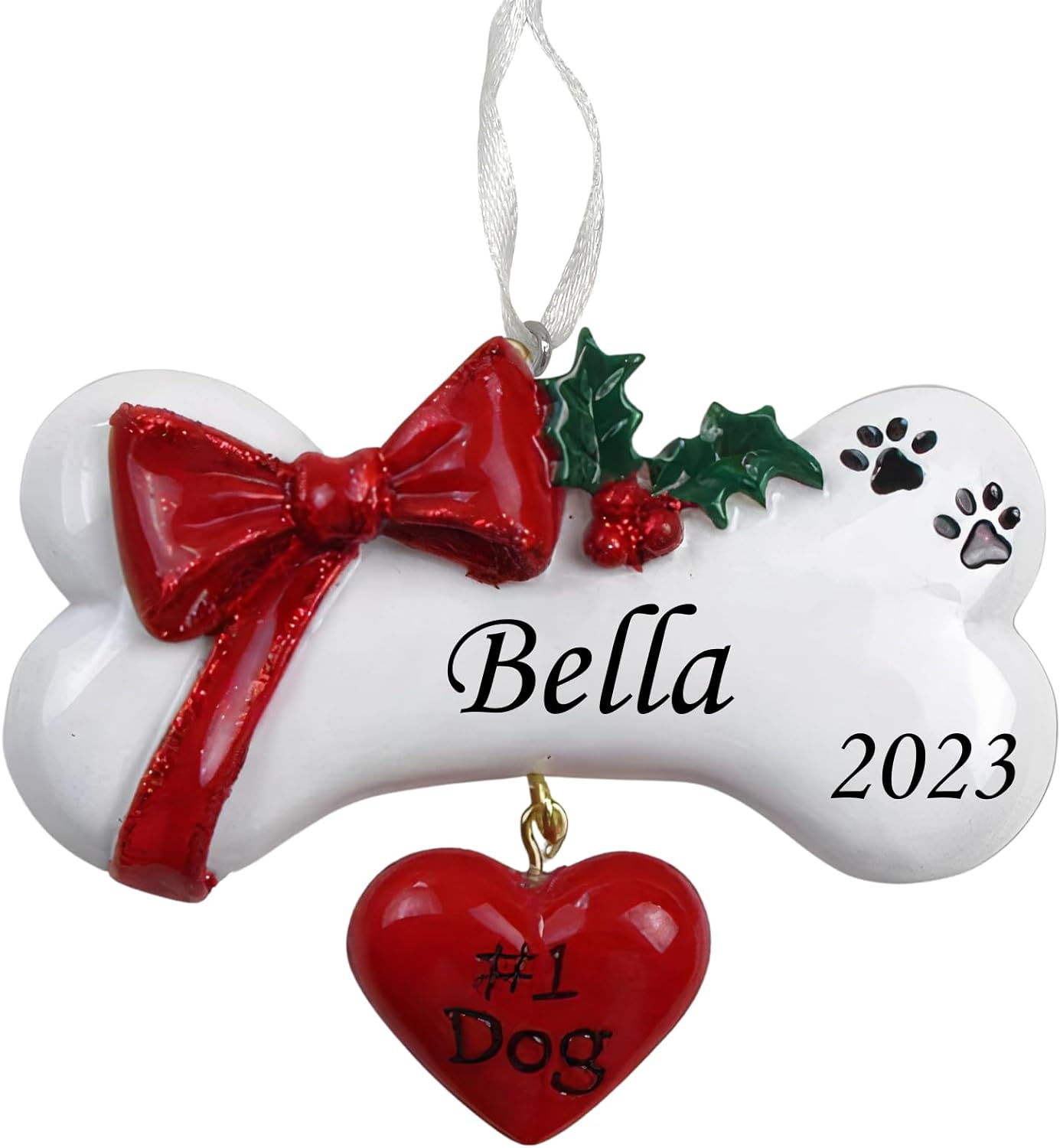 Holiday Treasures Personalized Dog Bone Ornament