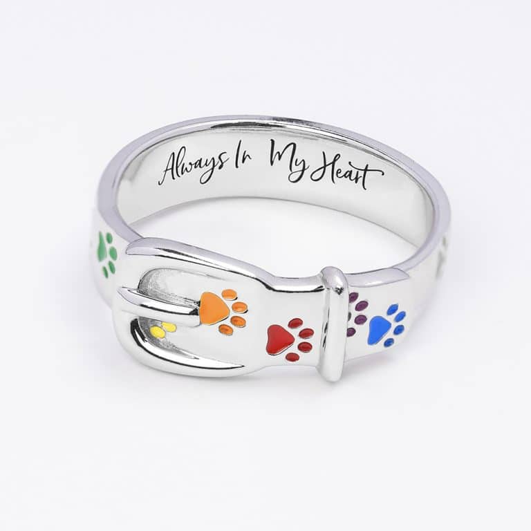 Always In My Heart Rainbow Bridge Paws - Memorial Ring Size 9