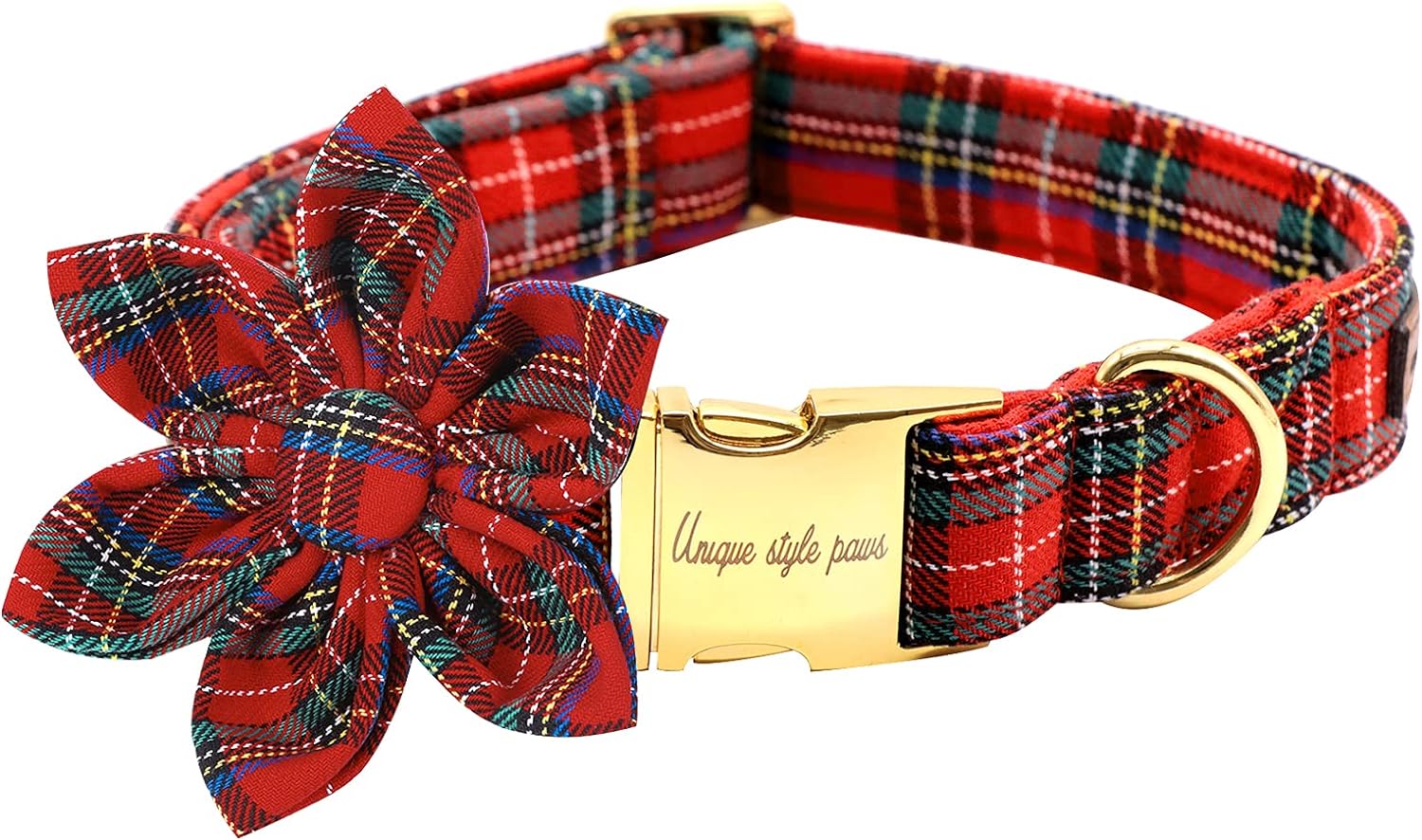 Unique Style Paws Christmas Dog Collar with Flower