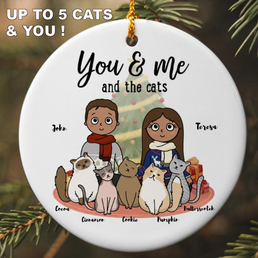 Limited Time Offer 50% Off! You, Me & The Cats Personalized Ornament