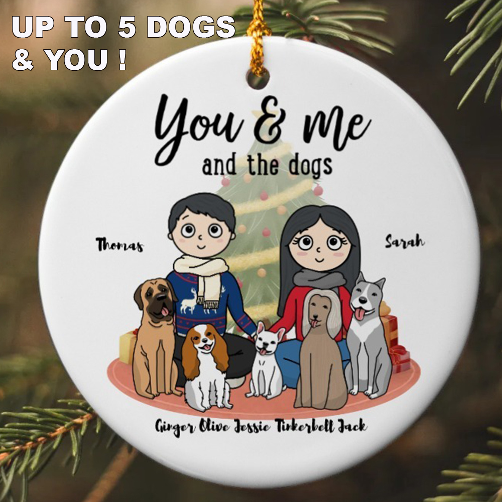 STOCKING STUFFER MEGA DEAL -  You, Me & The Dogs Christmas Personalized Ornament