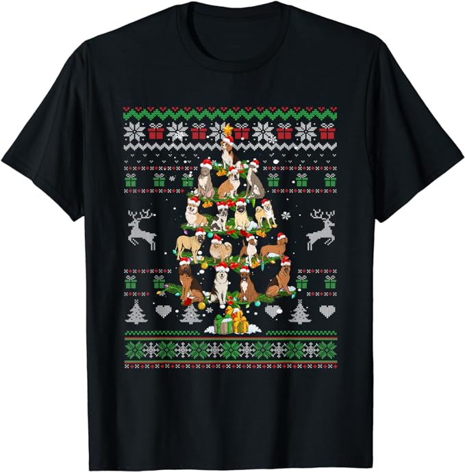 Dogs Christmas Tree Funny Dog Lover Ugly Sweater Xmas Pets T-Shirt