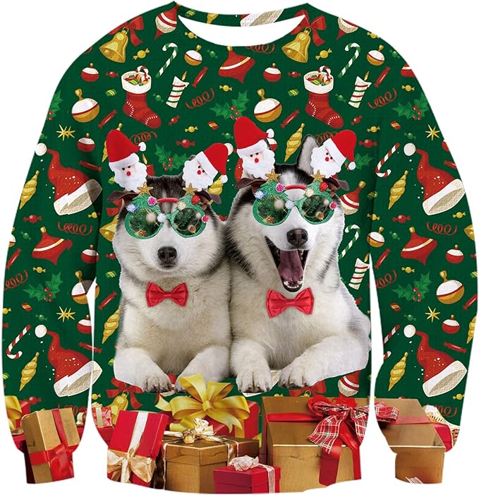 RAISEVERN Unisex Ugly Christmas Sweatshirt Funny Design Pullover Sweater