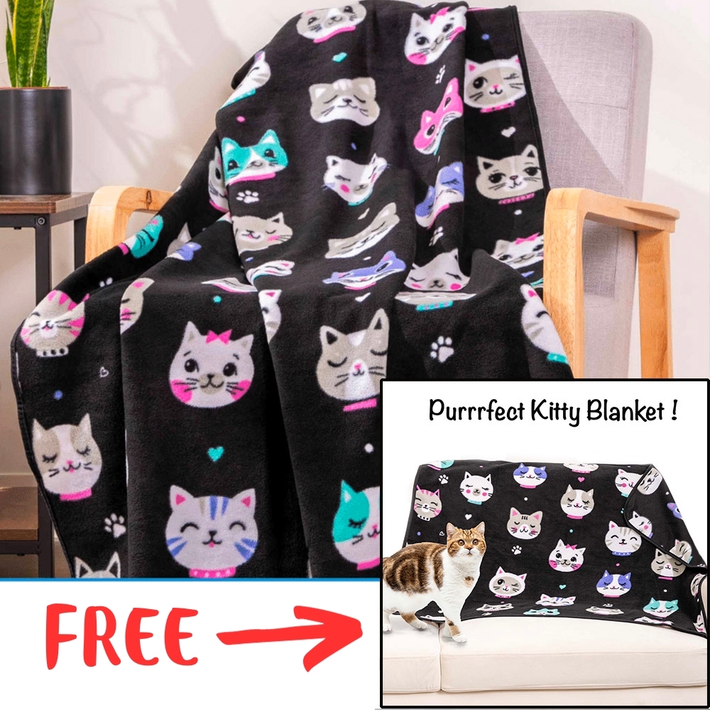 Image of FREE Matching Cat Blanket (30″x40″) with Purchase of Luv Love Kitties Polar Fleece Cat Blanket (50″x60″)