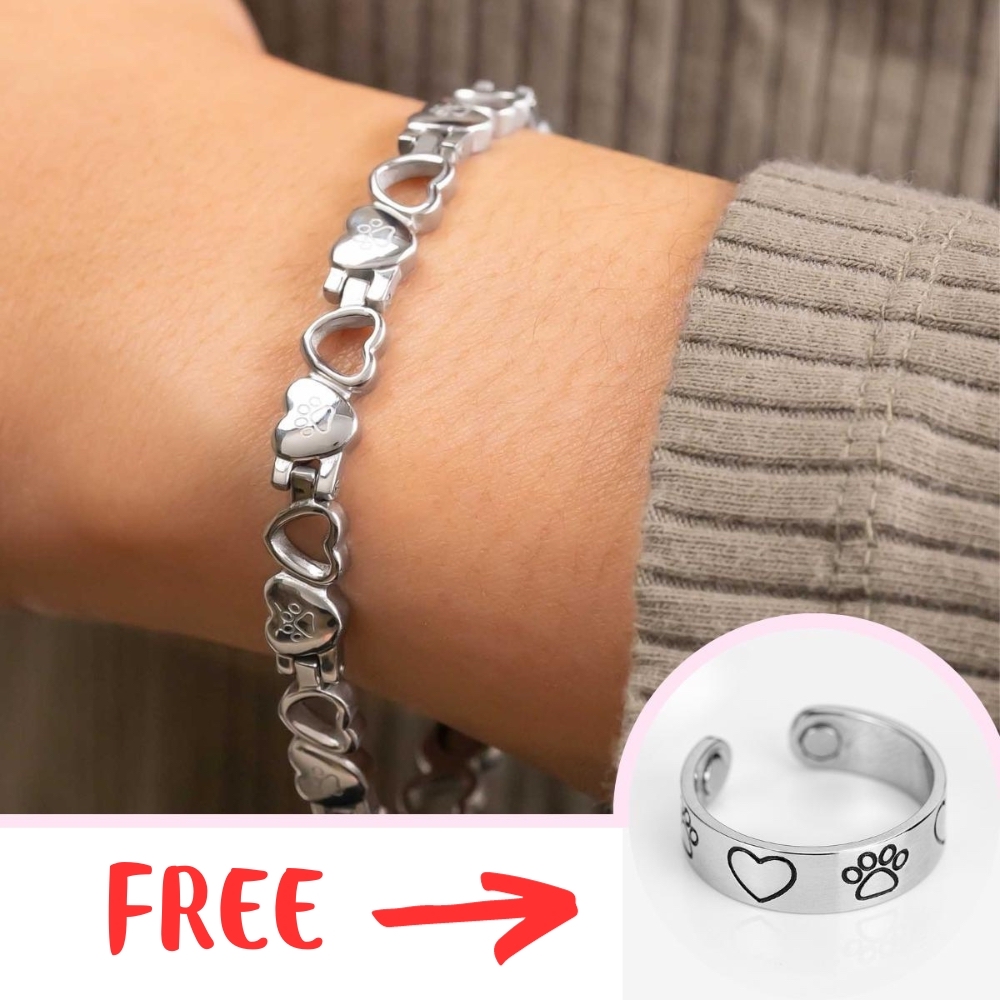 Image of FREE Magnetic Heart & Paw Ring When You Buy A Filled With Love Memorial Magnetic Therapy Bracelet!