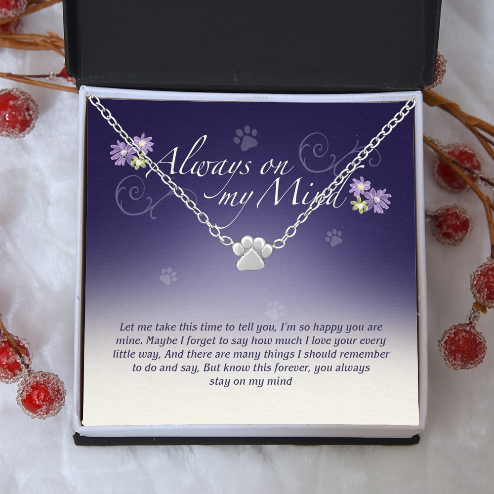 "Always On My Mind" - One Paw Necklace Includes Gift Box & Card