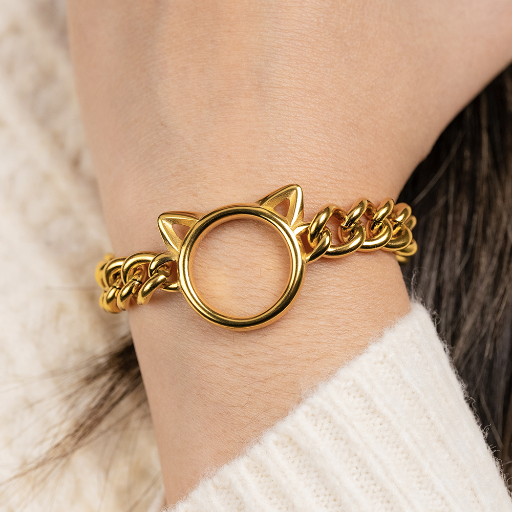 Image of Cat Cuban Link Bracelet – Gorgeous Gold … Purrrect Gift for the Holidays!