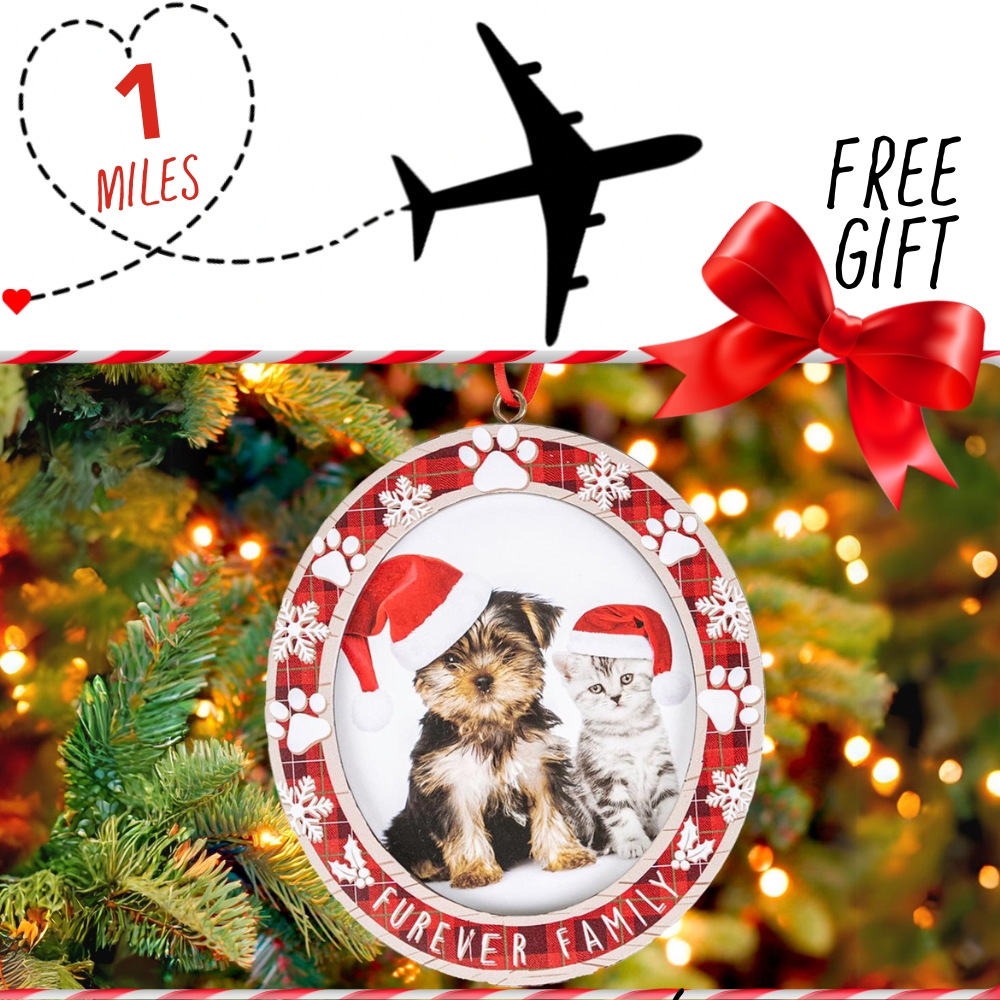 Image of Support Second Chance Santa Dog Rescue Flight and get this Gift of Furever Family Christmas Dog Frame Ornament - Holiday Decor for Dog Lovers!