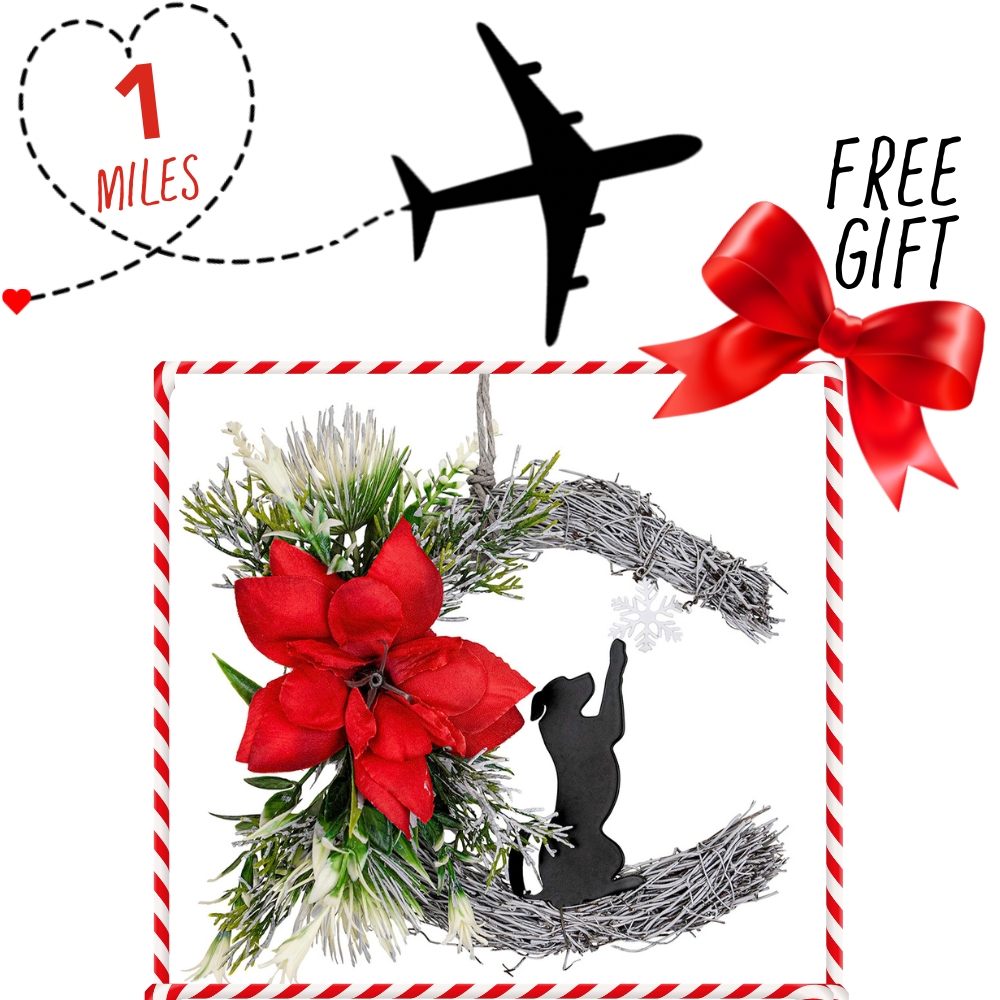 Image of Support Second Chance Santa Dog Rescue Flight and get this Gift of Christmas Poinsettia & Snowflake Dog Wreath - 5 " Perfect Gift For Dog Lovers!