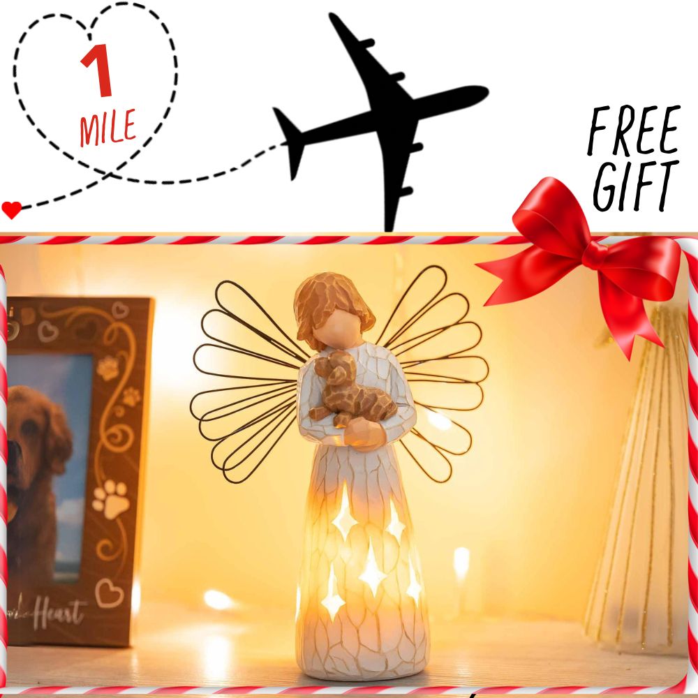 Image of Support Second Chance Santa Dog Rescue Flight and get this Gift of My Guardian Angel Memorial Dog Figurine with Flameless Candle