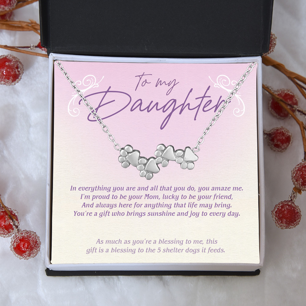 "To My Daughter" - Four Paw Bracelet Includes Gift Box & Card