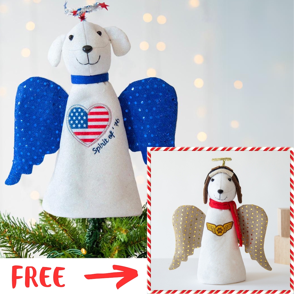 FREE My Dog is My Co-Pilot Christmas Artisan Angel with Purchase of Patriotic Pup Artisan Angel Tree Topper