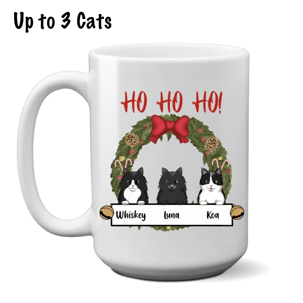 HO HO HO! Cat Mug Personalized (15 oz) – Choose Your Cat’s Breed and Name! - Super Deal $7.99