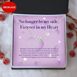 “No Longer By My Side, Forever In My Heart” – One Paw Necklace Includes Gift Box & Card