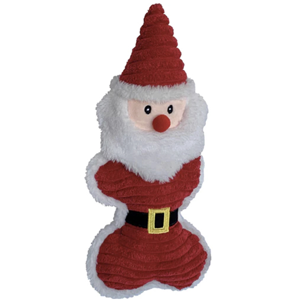 Santa Plush The Bone Shaped Christmas Squeaker Dog Toy - 10"  Super Deal $4.25