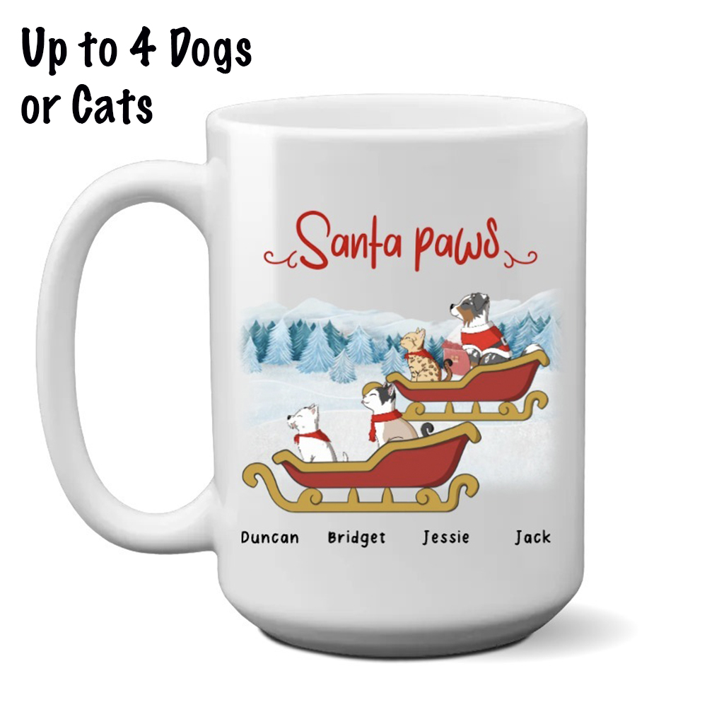 Santa Paws Mug Personalized (15oz) Choose Your Pet’s Breed and Name! - Super Deal $7.99