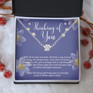 “Thinking Of You” – One Paw Necklace Includes Gift Box & Card