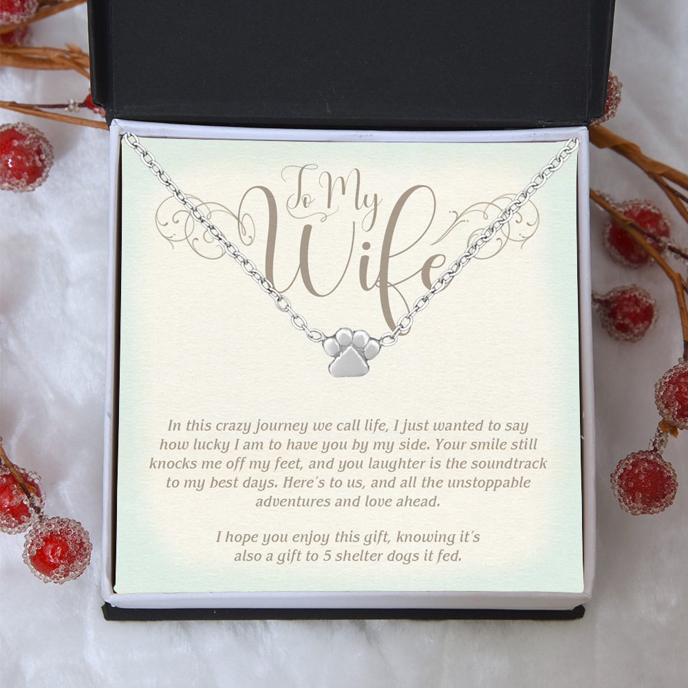 "To My Wife" - One Paw Necklace Includes Gift Box & Card