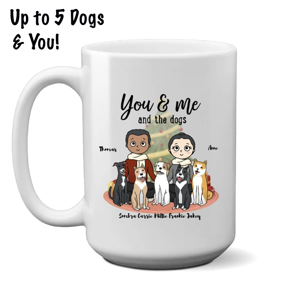 You, Me & The Dogs Christmas Mug Personalized (15oz) Choose Your Dog’s Breed and Name! - Super Deal $7.99